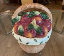 Vintage Ceramic Cookie Jar Basket of Apples Cooks Club China