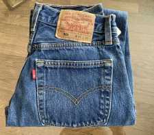 Vintage Levis 501 Denim Blue Jeans For Women Button Fly Plain Red Tag 26Wx30L Preowned USA