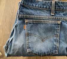 Vintage Levis 505 Denim Blue Jeans Zipper Fly Orange Tag 33Wx30L Preowned USA